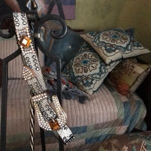 Rhinestone and leather belt. Sz small.